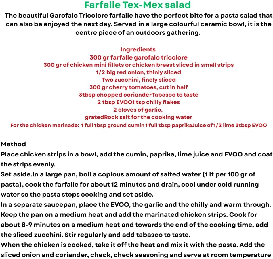 Garofalo Farfalle Tricolore Italian Dried Pasta