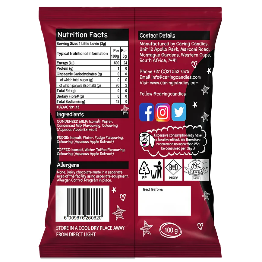Sugar Free Candy: Little Lovies | 100g | Assorted Comforts