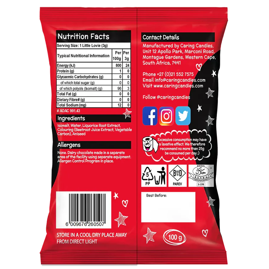 Sugar Free Candy: Little Lovies | 100g | Liquorice