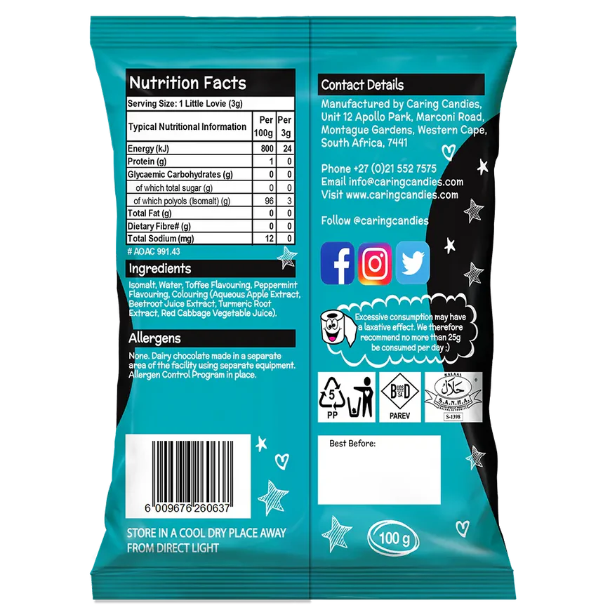 Sugar Free Candy: Little Lovies | 100g | Toffee Mint