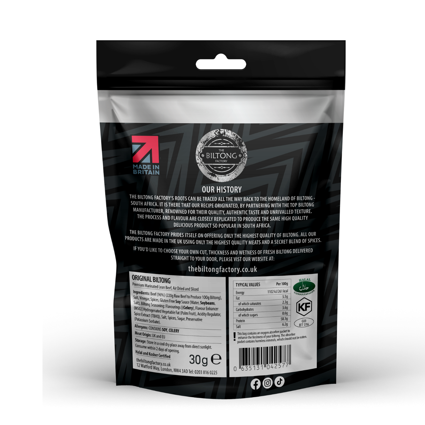 Long Life Biltong Snack Bags (5 x 30g)