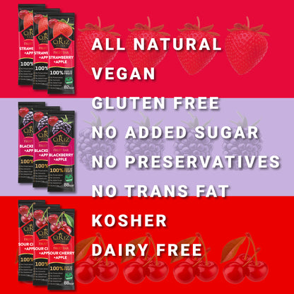 Dried Fruit Roll Ups Strawberry, Blackberry and Sour Cherry 25g x 9 Pack