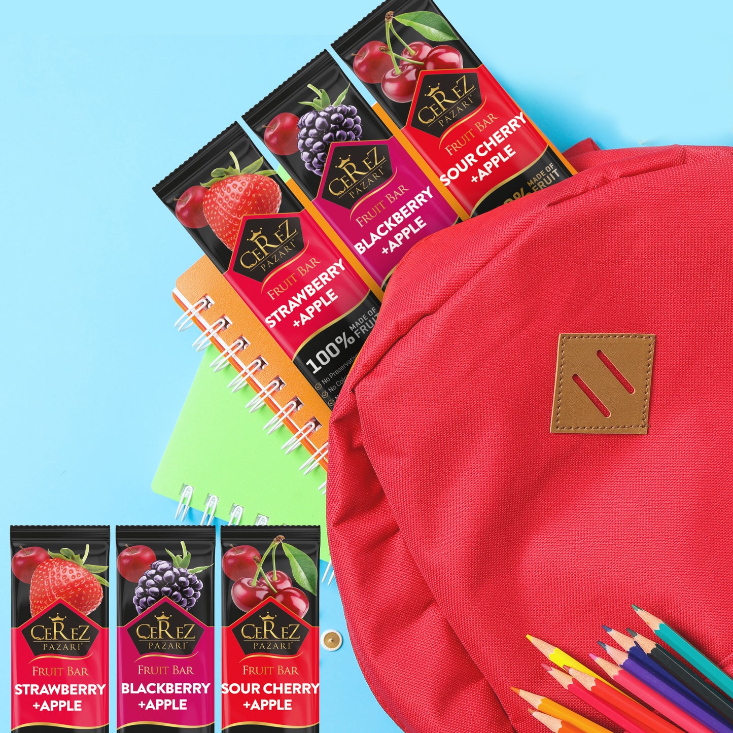 Dried Fruit Roll Ups Strawberry, Blackberry and Sour Cherry 25g x 9 Pack