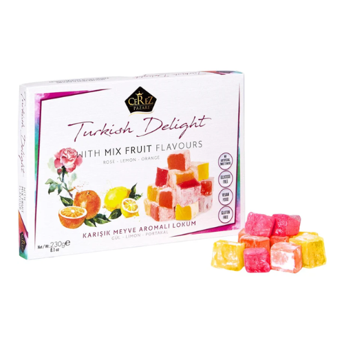 Turkish Delight White Box Rose, Orange, Lemon Flavour 230g