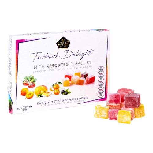 Turkish Delight White Box Strawberry, Peach, Melon, Tangerine, Blackberry Flavours 230g