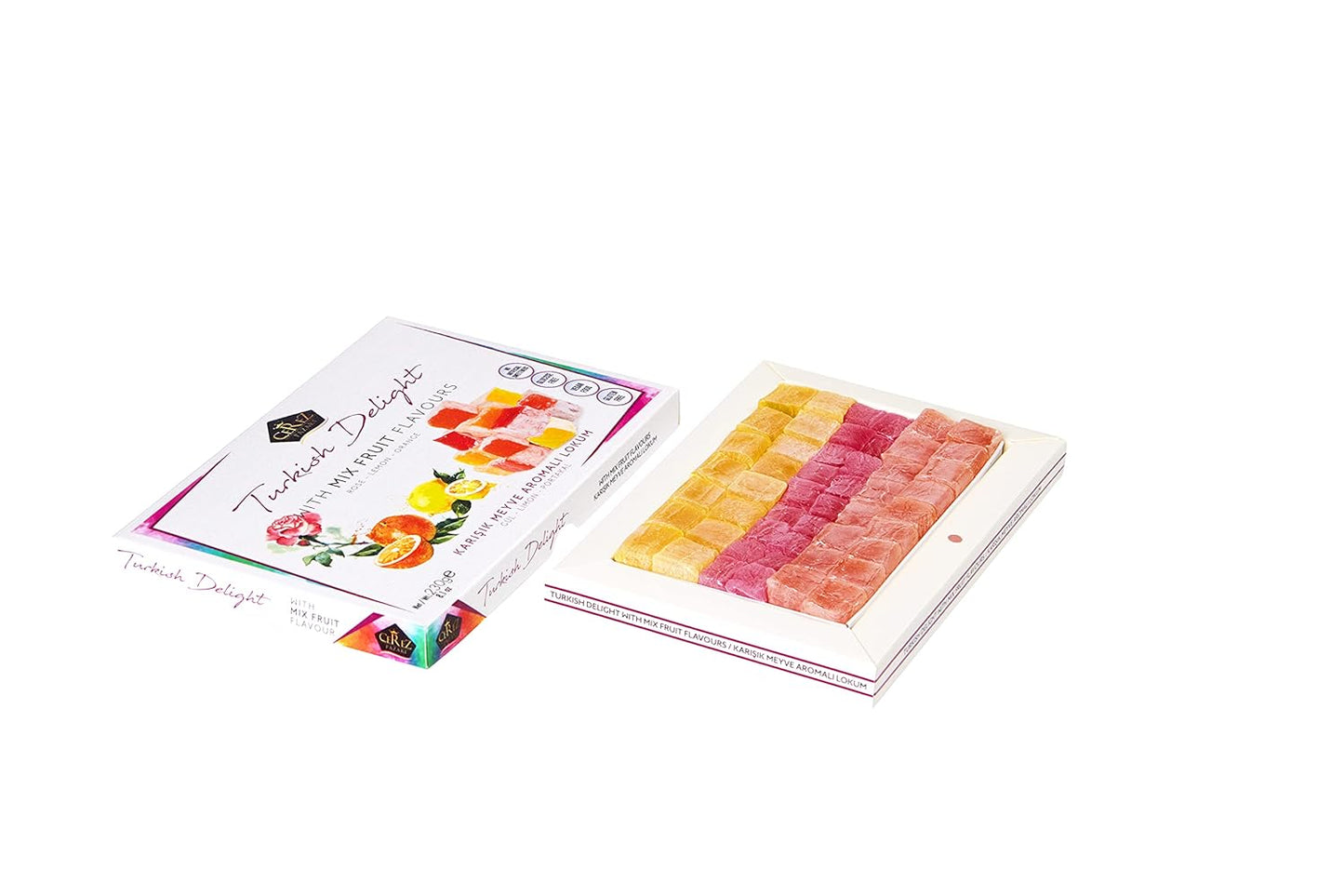 Turkish Delight White Box Rose, Orange, Lemon Flavour 230g