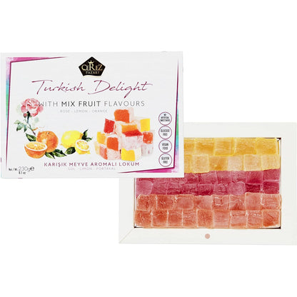 Turkish Delight White Box Rose, Orange, Lemon Flavour 230g