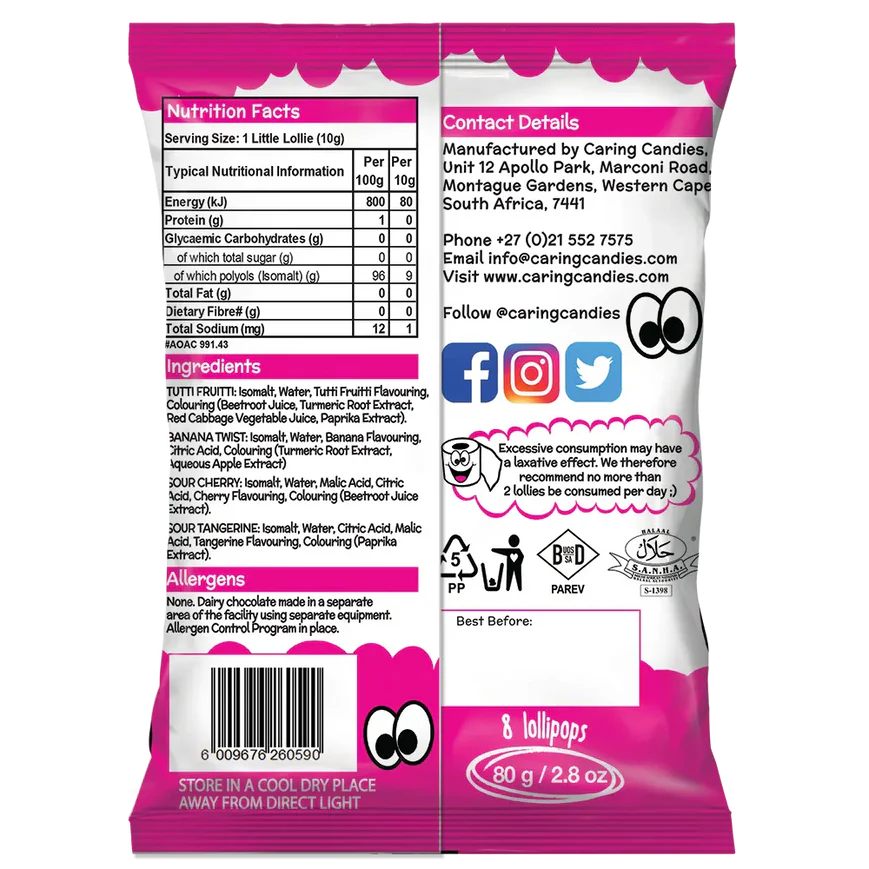 Sugar Free Lollipops: Little Lollies | 80g