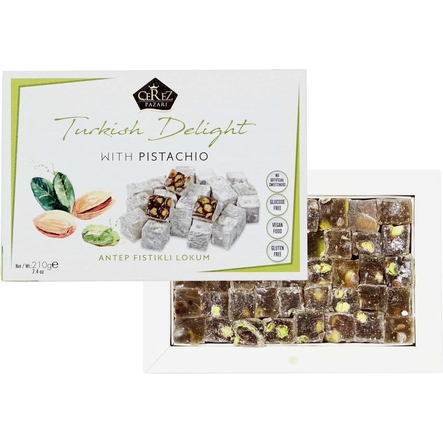 Turkish Delight White Box Double Extra Pistachio 210g