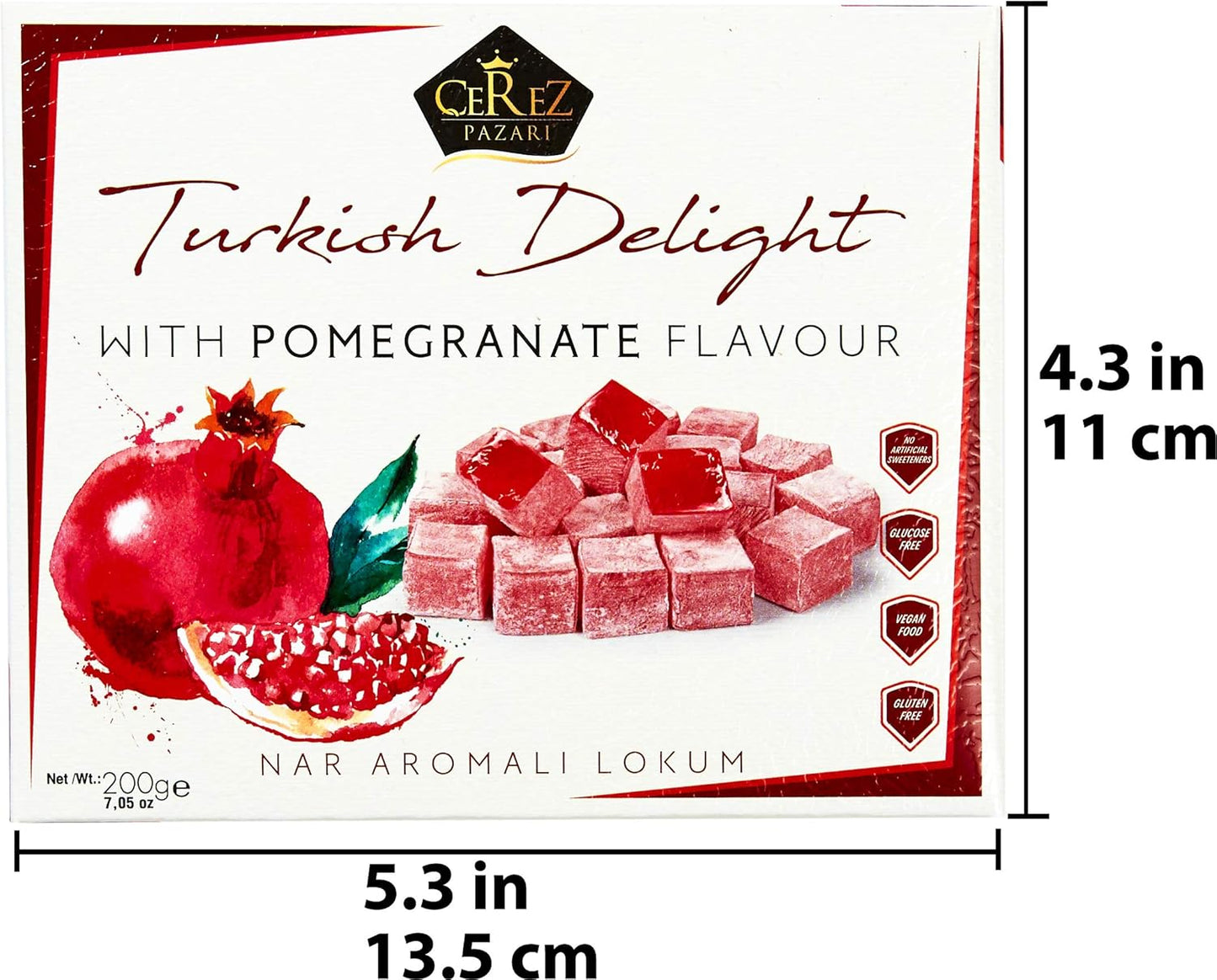 Turkish Delight White Box Pomegranate Flavour 230g