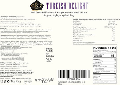 Turkish Delight White Box Strawberry, Peach, Melon, Tangerine, Blackberry Flavours 230g