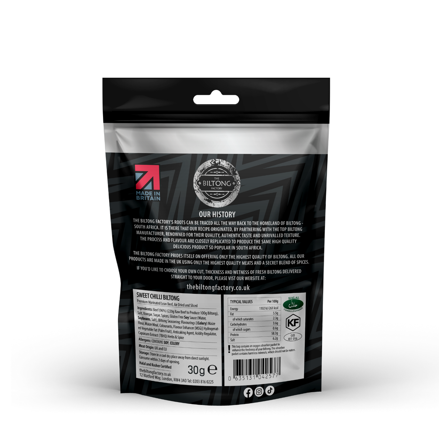 Long Life Biltong Snack Bags (5 x 30g)