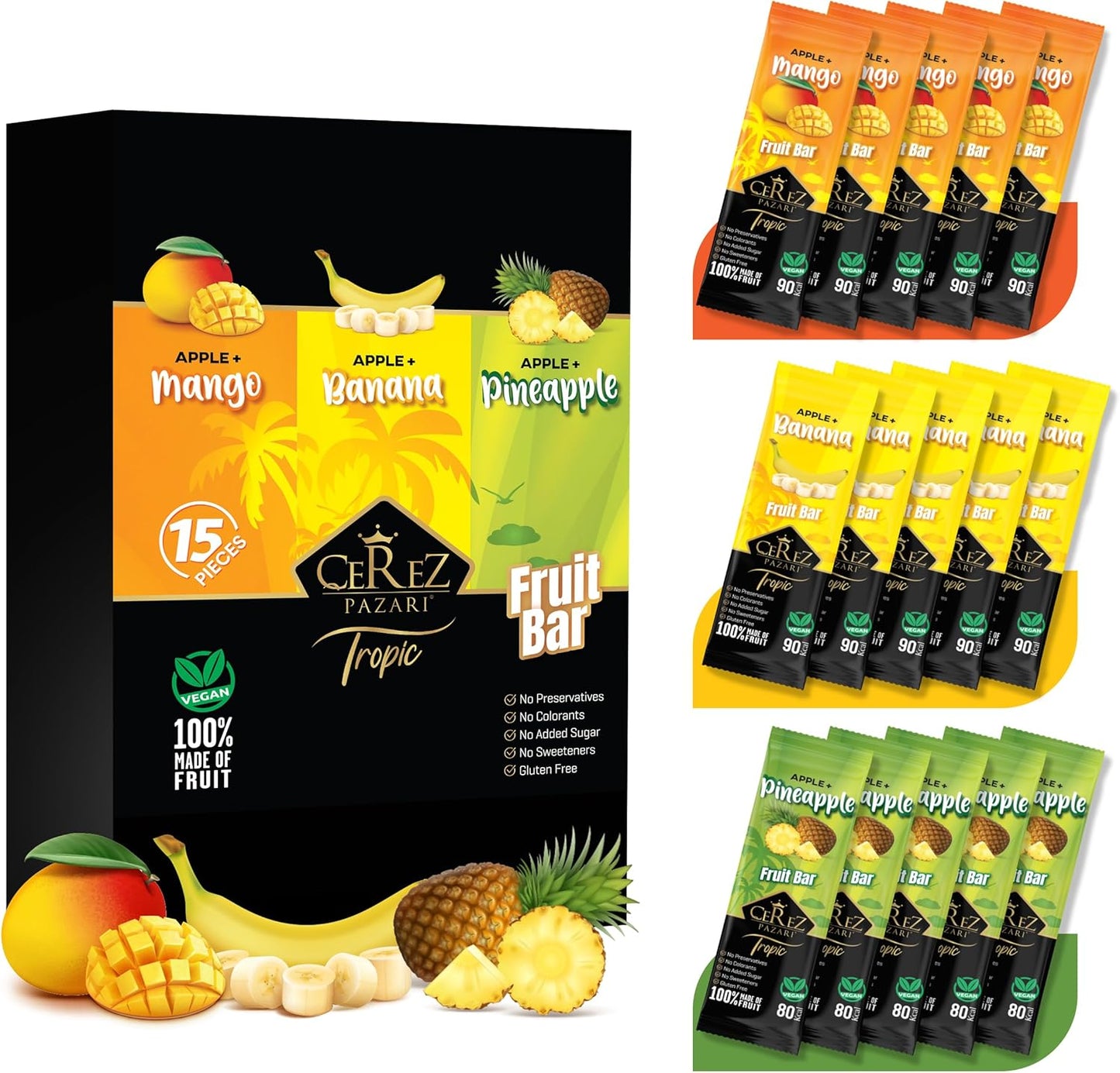 Dried Fruit Roll Ups Banana, Pineapple & Mango 25g x 15 pack