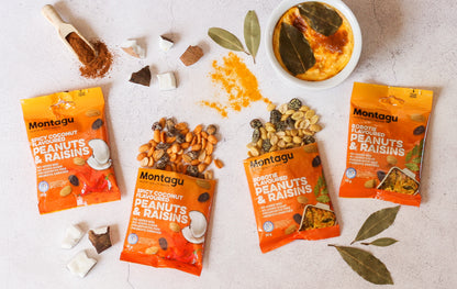 Montagu: Roasted Peanuts & Raisins Mix – Spicy Coconut Flavoured 50g