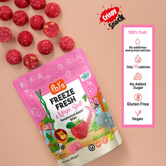 Raspberry & Apple Freeze-Dried Snacks | Pol's Freeze Fresh- 10 Pack