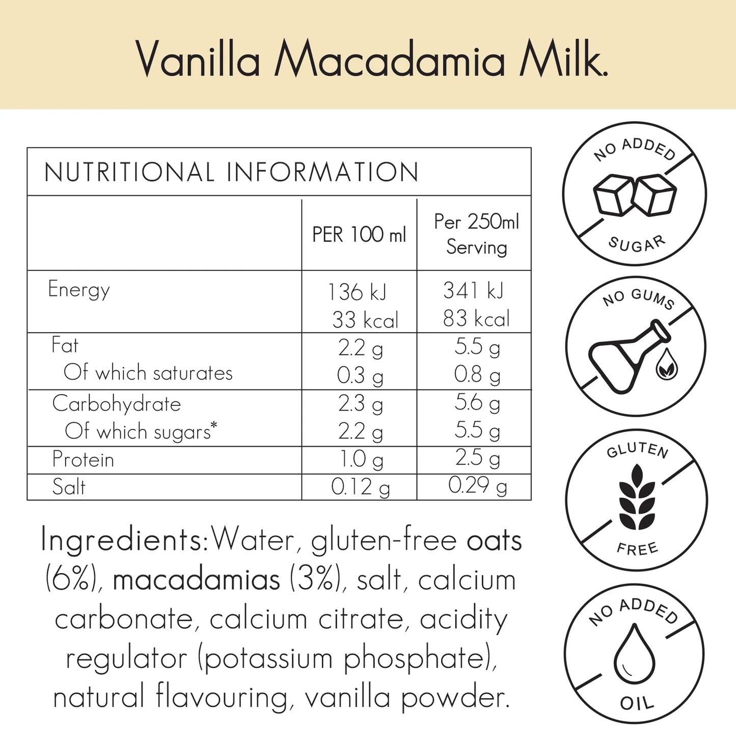 Vanilla Macadamia Milk - 1L