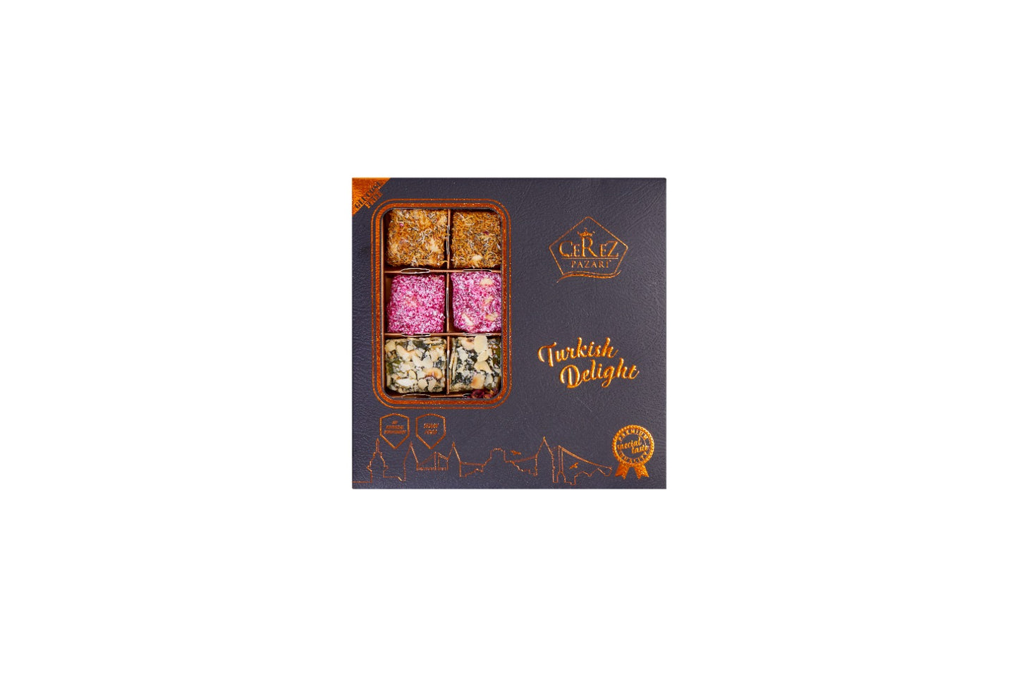 Turkish Delight Luxury Box Pistachio Rose & Pomegranate 250g
